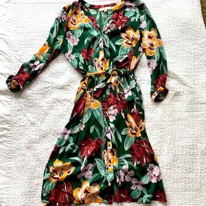 LOFT butting down floral shirt dress